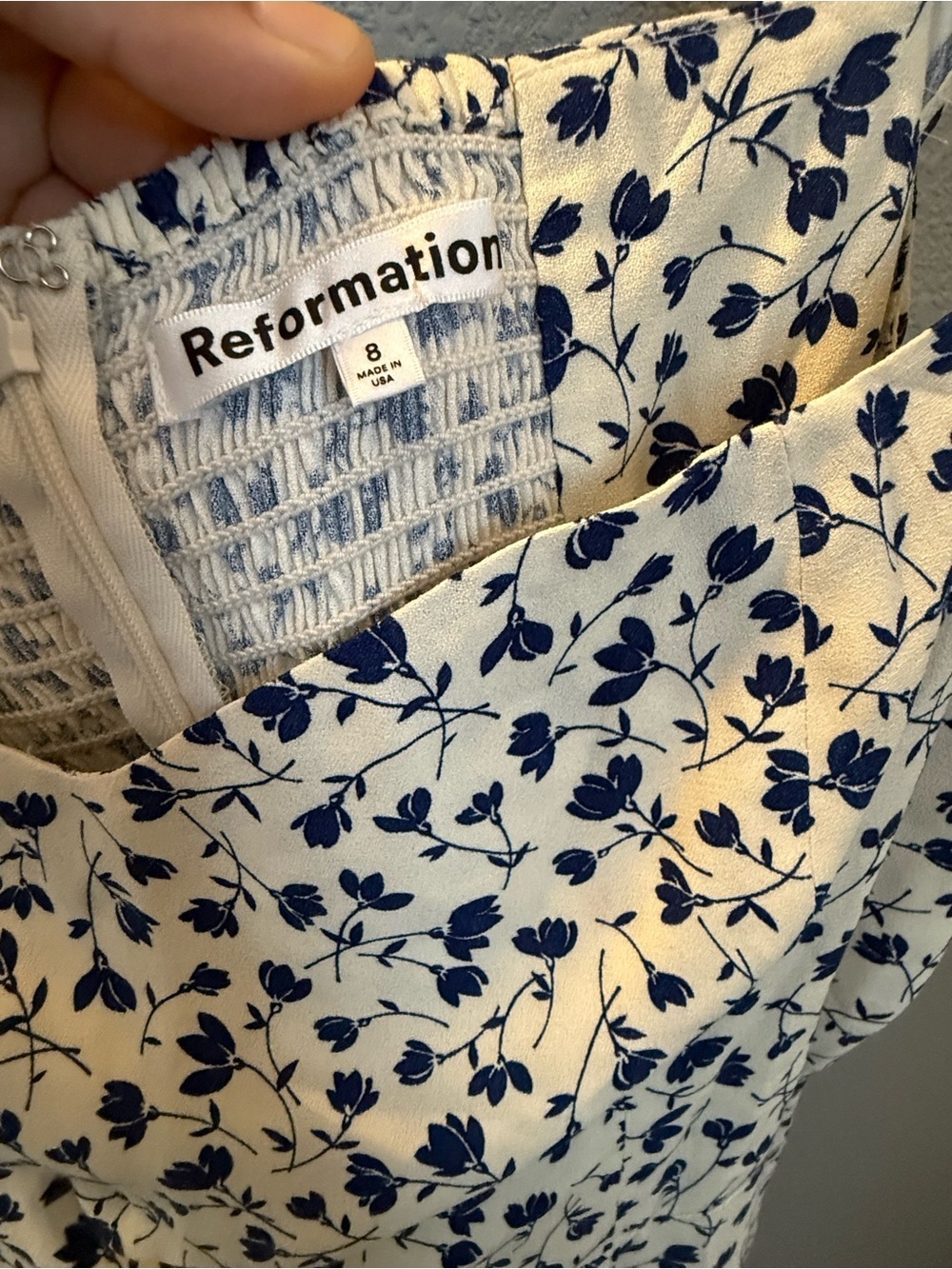Reformation Bryson Midi Dress with Blue Floral Print - Picture 5 of 6